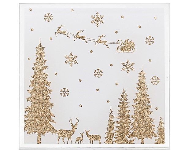 Gold Glitter Christmas Santa Scene Coasters Set of 4